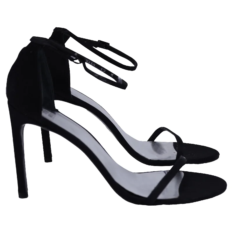 Trendy Boots Discount Stuart Weitzman Nudist Sandals in Black Satin