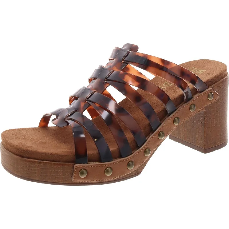 Comfortable Minimalist Shoes Jack V Womens Studded Caged Block Heel