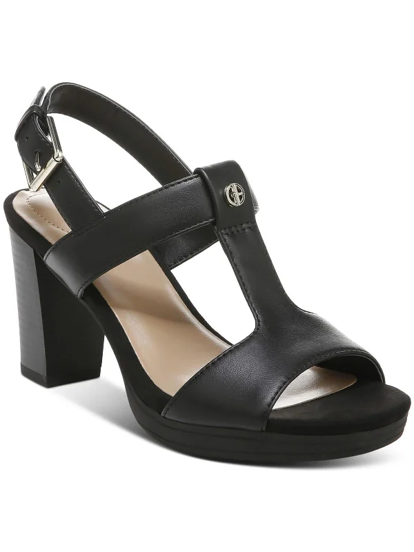Spring Fashion Paulette Womens Faux Leather T-Strap Block Heel