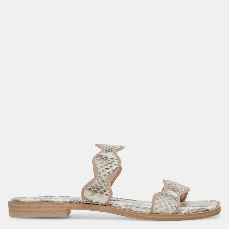 Flash Sale Fever Ilva Sandals Grey White Embossed Leather