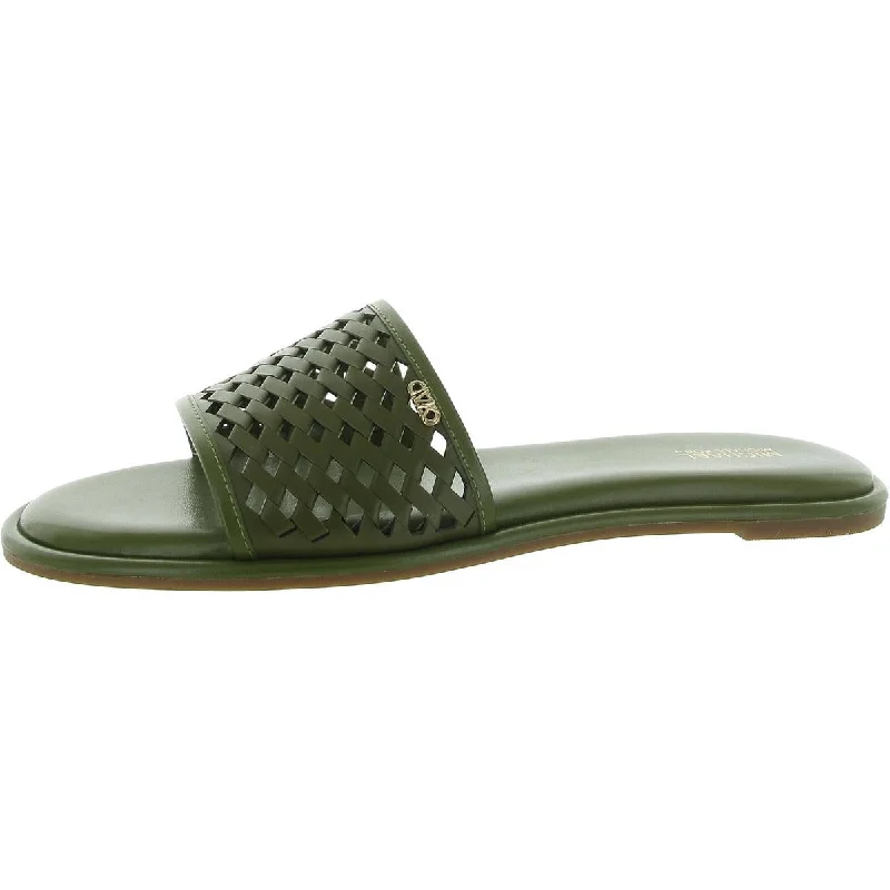Unleash Your Trendy Side Saylor  Womens Leather Flat Slide Sandals