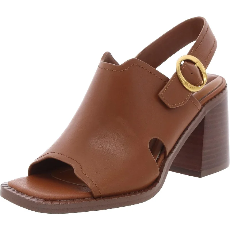 Minimalist Fashion Sale Amy Womens Leather Block Heels Slingback Sandals