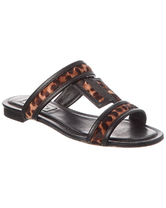 Seasonal Fashion TOD’s Double T Strap Haircalf & Leather Sandal