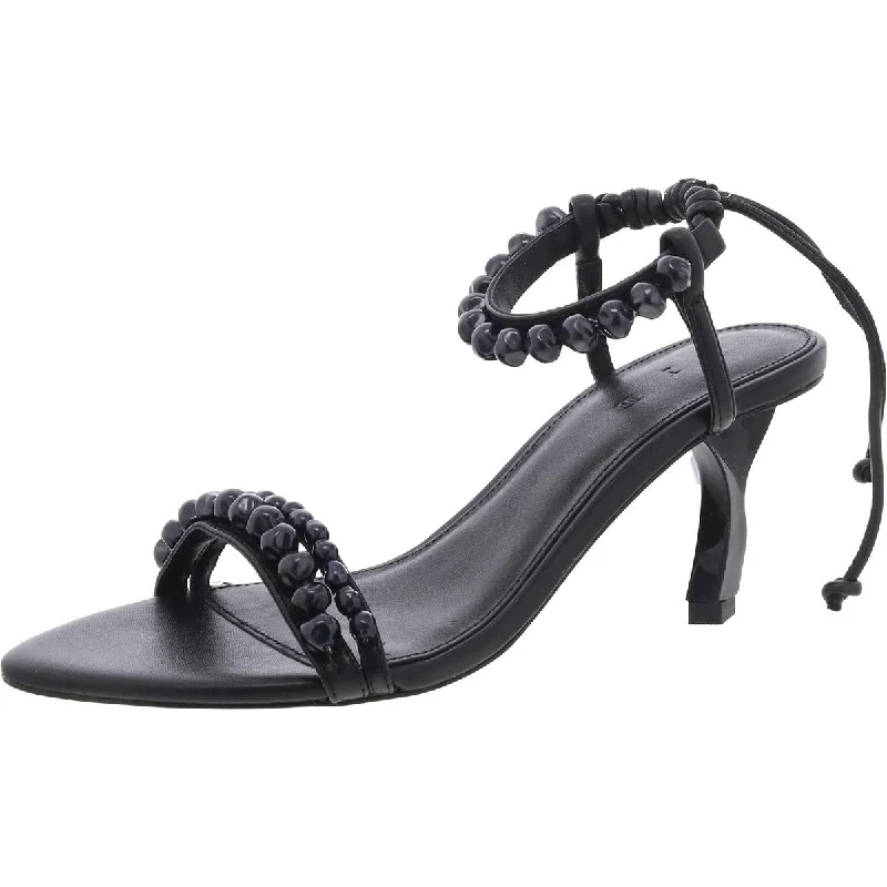 Cool Prices Arinna Pearl Womens Leather Embellished Ankle Strap