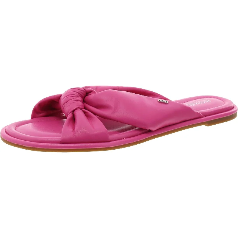 Travel-Friendly Footwear Promotion Womens Leather Knot Slide Sandals