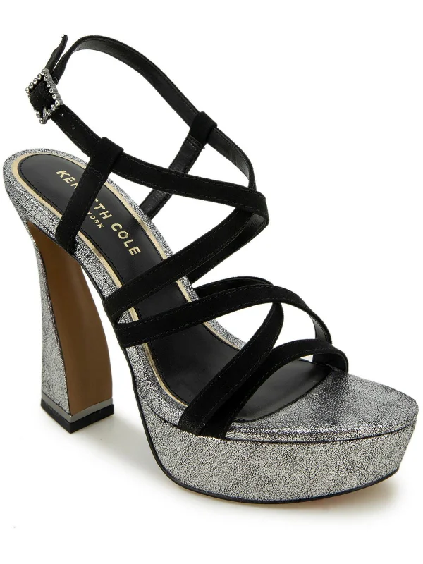 Premium Fashion Allen Womens Faux Suede Metallic Platform Sandals