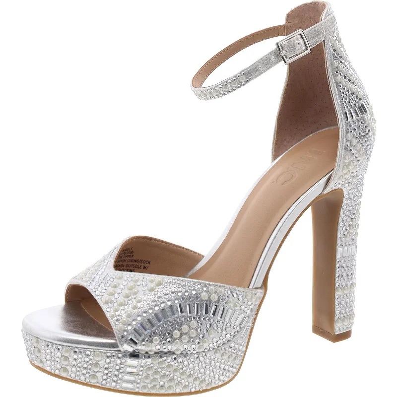Vintage-Inspired Footwear Sale Ninel 5 Womens Metallic Rhinestone Platform Sandals