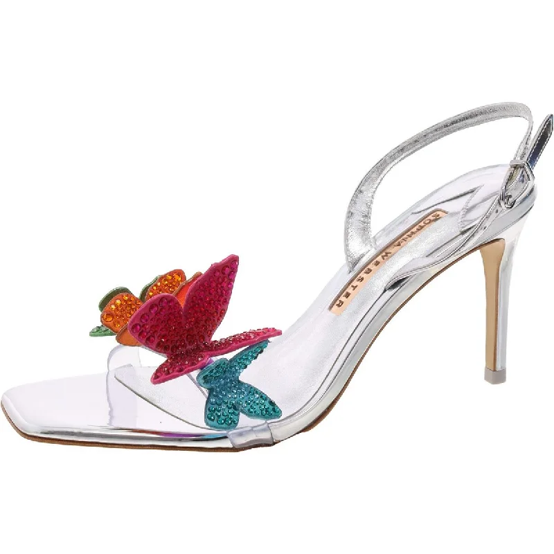 Sustainable Footwear Sale Vanessa Womens Leather Embellished Slingback Sandals