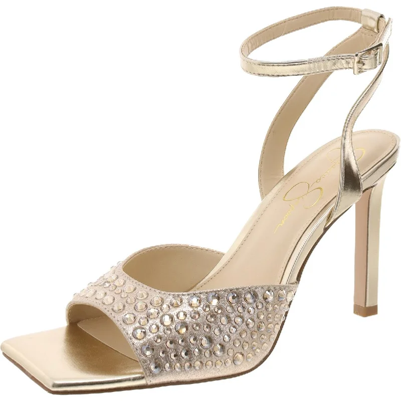 Huge Markdowns Lendall Womens Faux Leather Metallic Slingback Sandals