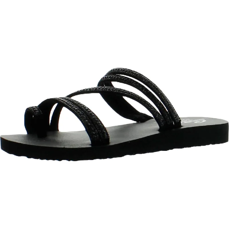 Fashion Forward Meditation- Glam Flash Womens Rhinestone Slip On Slide Sandals