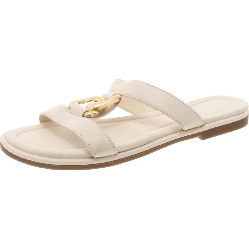 Budget-Friendly Fashion Geraldine Womens Faux Leather Chain Slide Sandals