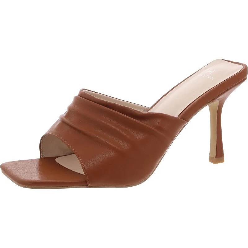 Seize Bargains Luanda Womens Leather Square Toe Slide Sandals