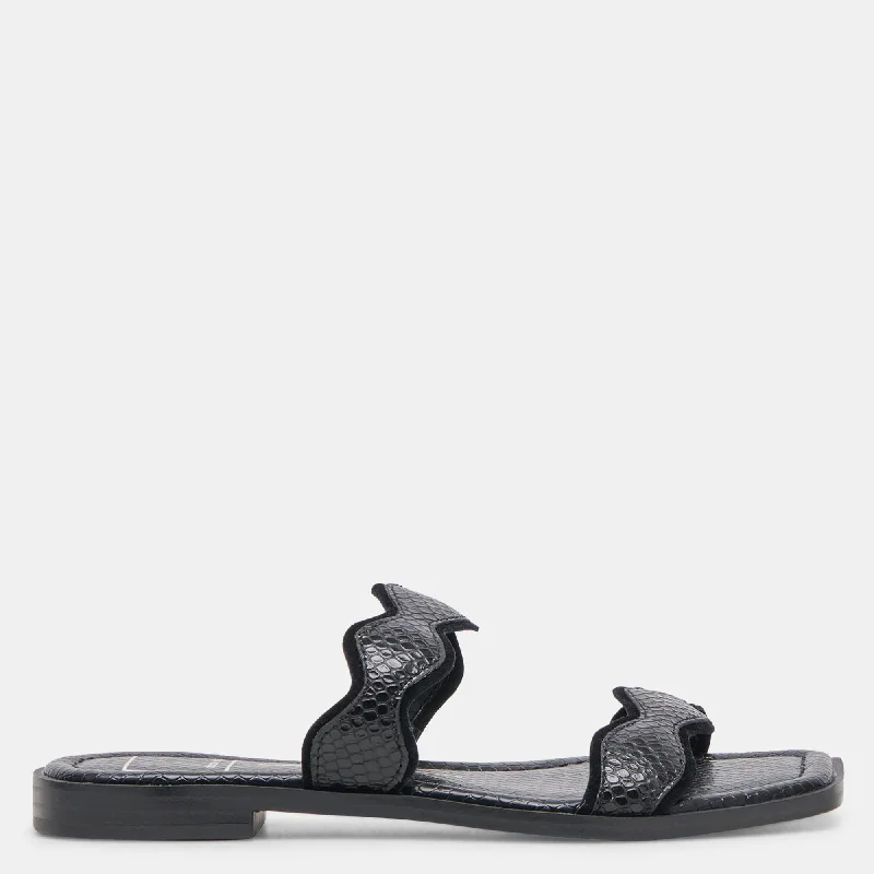 Holiday Glam Ilva Sandals Onyx Embossed Leather