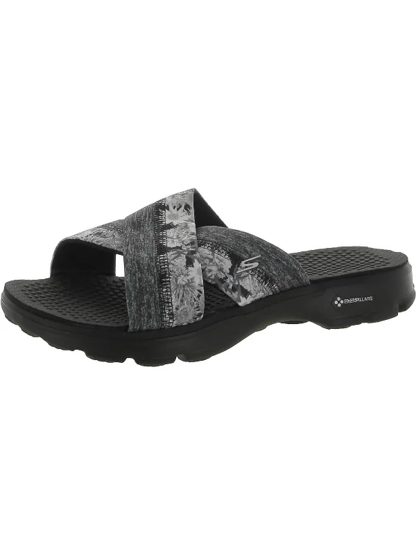 Polished Style Deals Fiji Womens Criss Cross Printed Slide Sandals