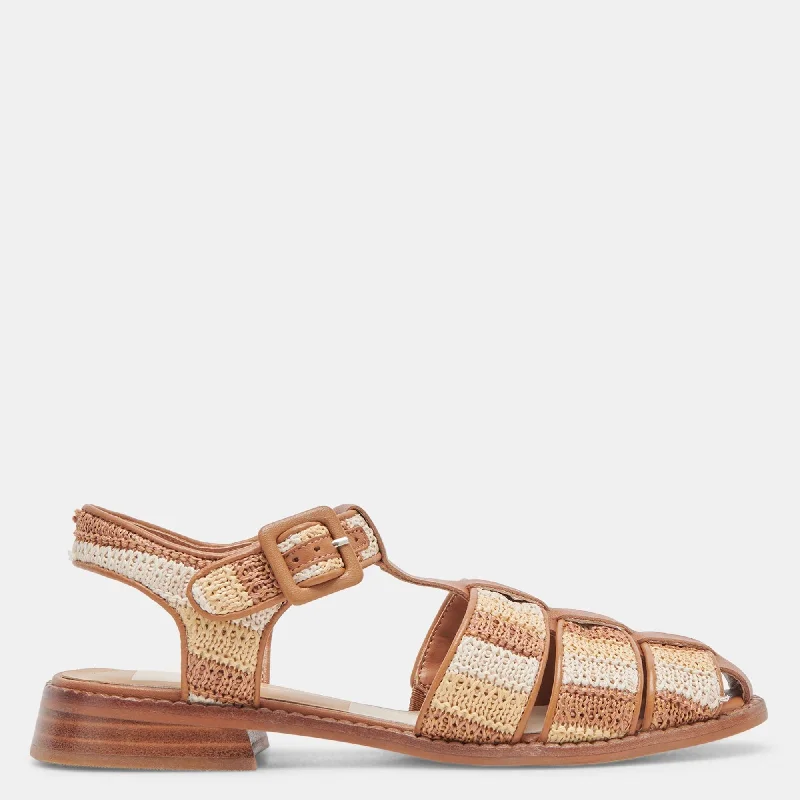 Sleek Versatile Footwear Holis Sandals Tan Multi Raffia