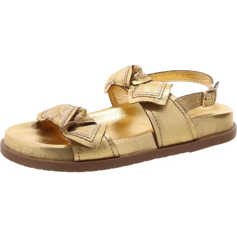 Seasonal Trends Womens Leather Metallic Slingback Sandals