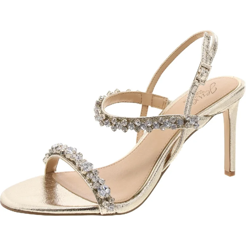 Comfortable Business Shoes Donna Womens Faux Leather Heeled Slingback Sandals