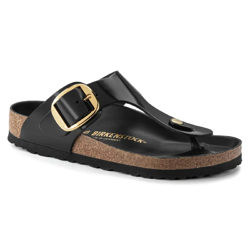 Must-Have Boots Sale Women's Gizeh Big Buckle Sandals In High Shine Black