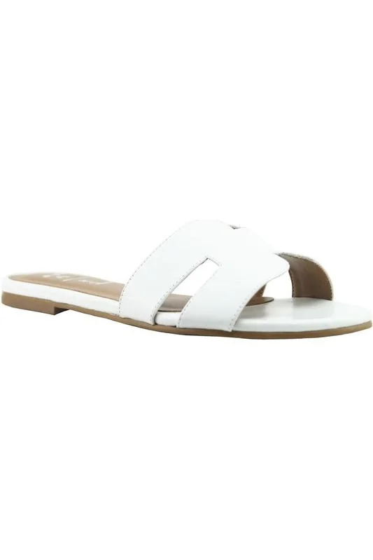 Women's Flats Sale White Alibi Genuine Leather Sandals