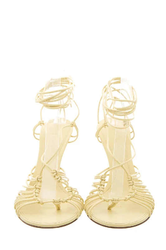 Seasonal Footwear Sale Bottega Veneta Dot Pale Yellow Leather Sandals SZ 37
