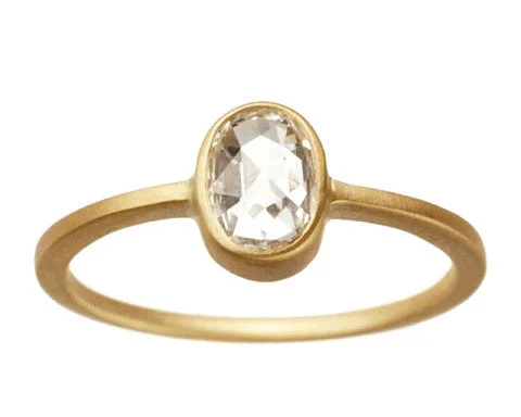 Special Sale On Handcrafted Jewelry – Shop Today 0.50ct Oval White Rose-cut Diamond & Yellow Gold Bezel Ring