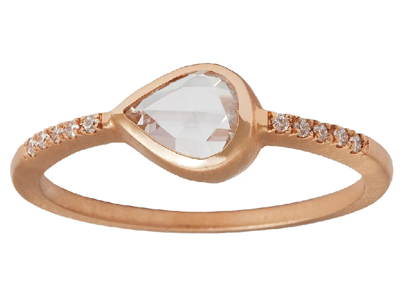 Limited-Stock Jewelry Clearance – Grab Your Favorites Now 0.50ct Pear Rose-cut White Diamond & Pavé Bezel Ring Limited-Stock Jewelry Clearance – Grab Your Favorites Now 0.50ct Pear Rose-cut White Diamond & Pavé Bezel Ring