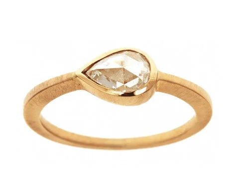 Your Dream Jewelry At Dream Prices 0.75ct Pear Rose-cut White Diamond & Yellow Gold Bezel Ring Your Dream Jewelry At Dream Prices 0.75ct Pear Rose-cut White Diamond & Yellow Gold Bezel Ring