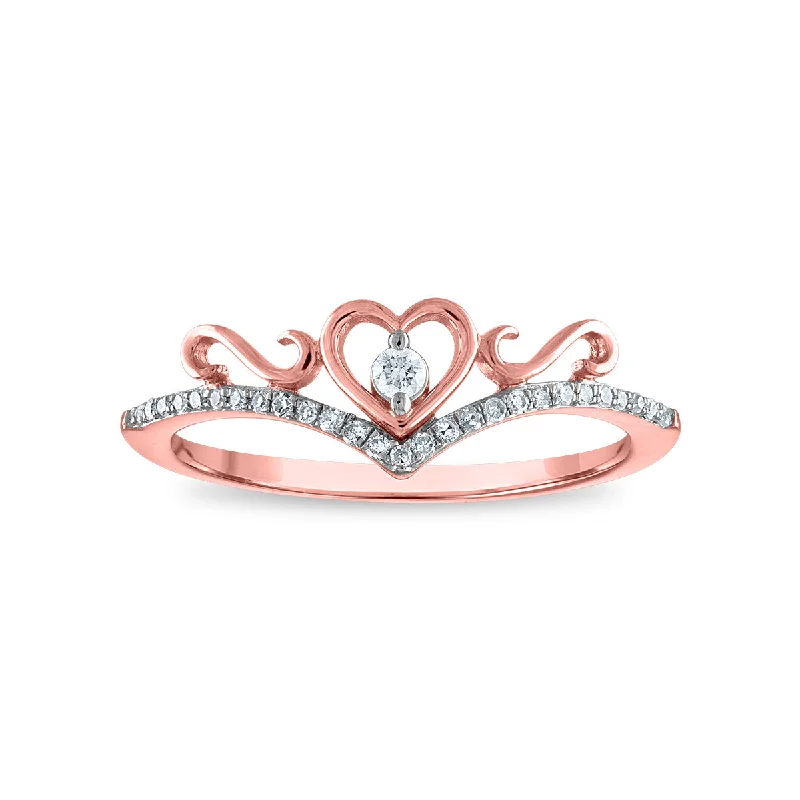 Grab Your Dream Jewelry At The Lowest Prices 1/10 CTW Diamond Heart Tiara Crown Ring in 10KT Rose Gold Grab Your Dream Jewelry At The Lowest Prices 1/10 CTW Diamond Heart Tiara Crown Ring in 10KT Rose Gold