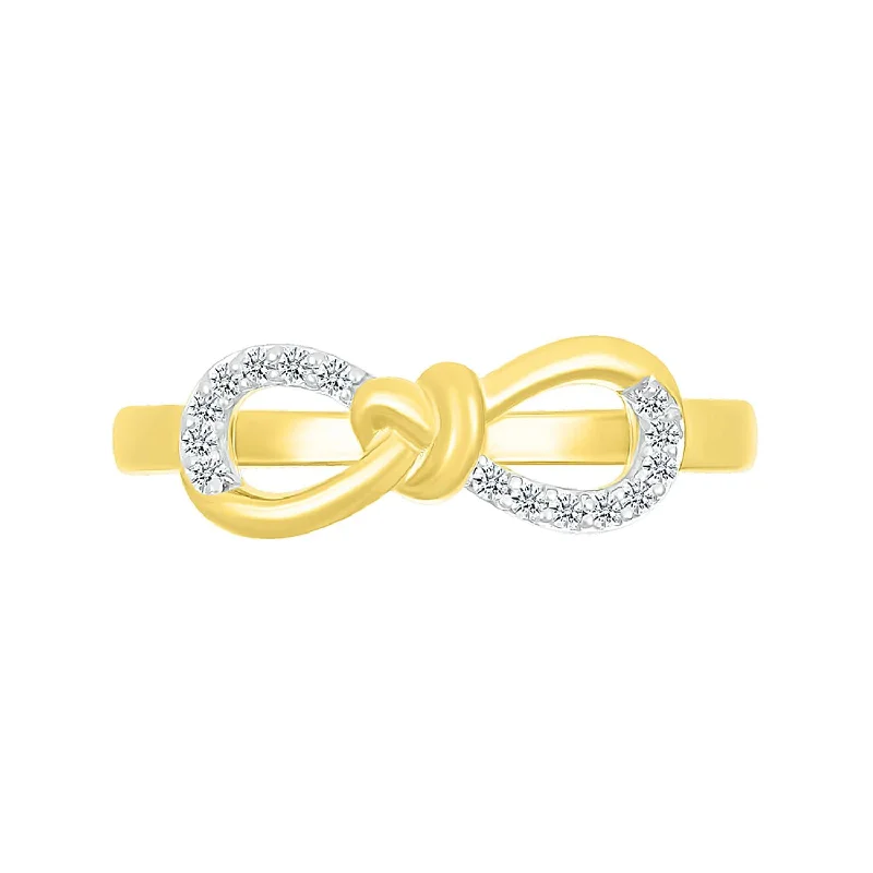 Modern Statement Jewelry For Bold Styling 1/10 CTW Diamond Infinity Ring in 10KT Yellow Gold