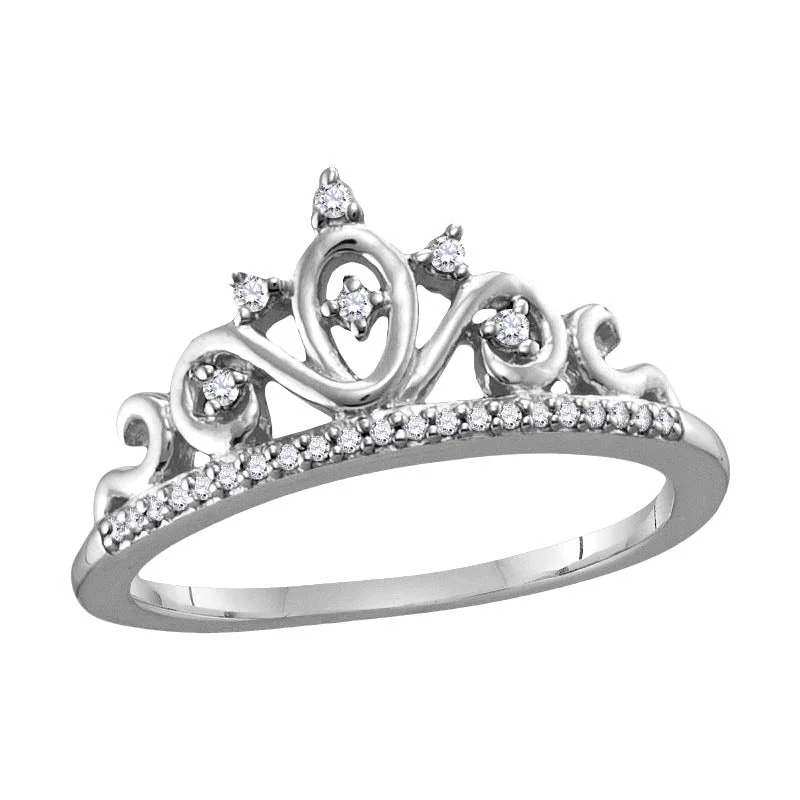 Limited-Time Offer On Elegant Jewelry Pieces 1/10 CTW Diamond Tiara Crown Ring in 10KT White Gold Limited-Time Offer On Elegant Jewelry Pieces 1/10 CTW Diamond Tiara Crown Ring in 10KT White Gold