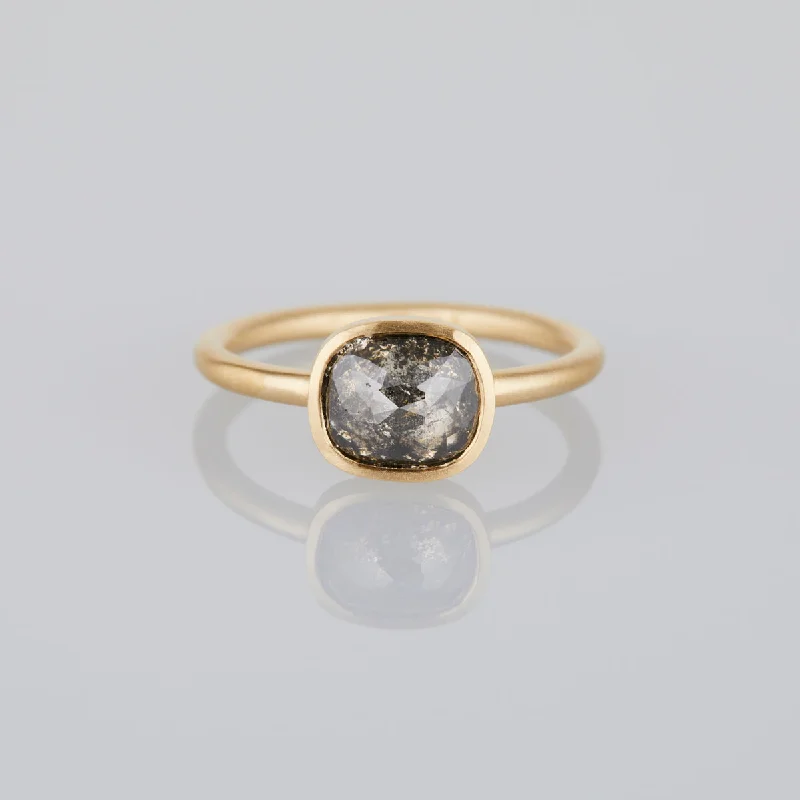 Luxury Handcrafted Jewelry For Elegant Looks DR127-OOAK | 1.39 Carat One-of-a-Kind Rose Cushion Cut Grey Diamond Ring