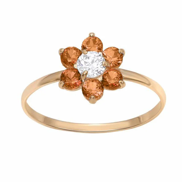 Seasonal Jewelry Deals – Elevate Your Style 10KT Yellow Gold Birthstone Flower Ring; Size 3