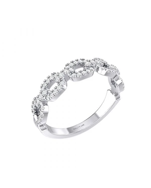 Elevate Your Outfit With Discounted Statement Jewelry 14K W Gold 0.25cttw Chain Link Diamond Ring
