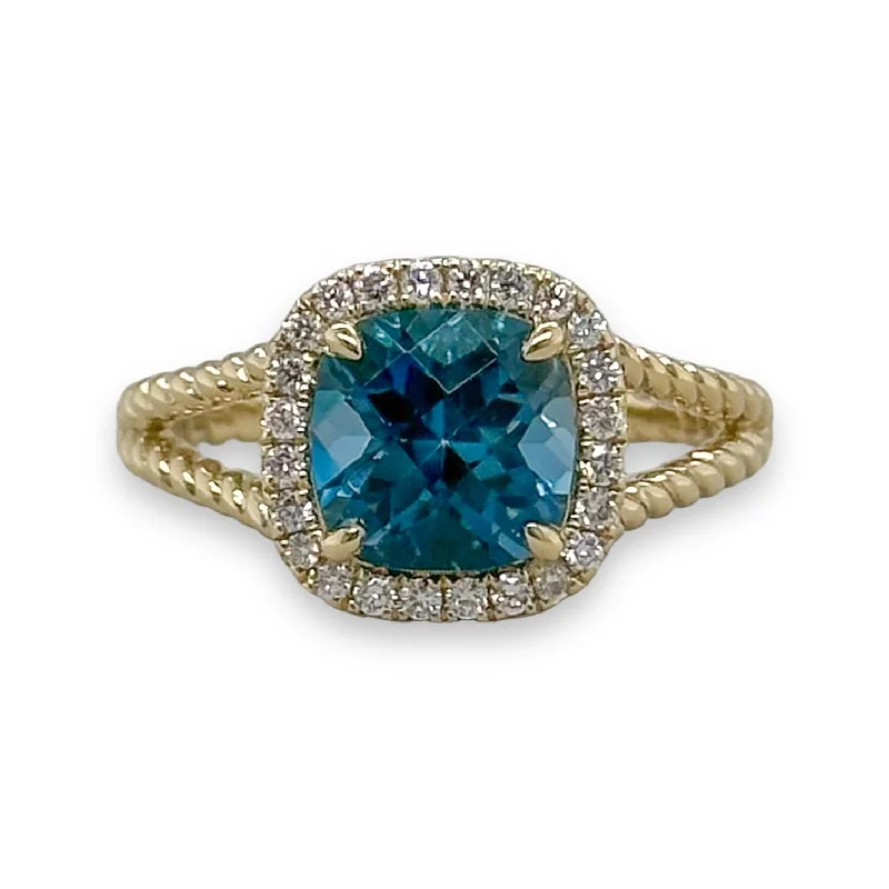 Make Every Moment Shine – Jewelry Discounts Available 14K Y Gold 2.28ctw Blue Topaz and 0.20ctw Diamond Ring