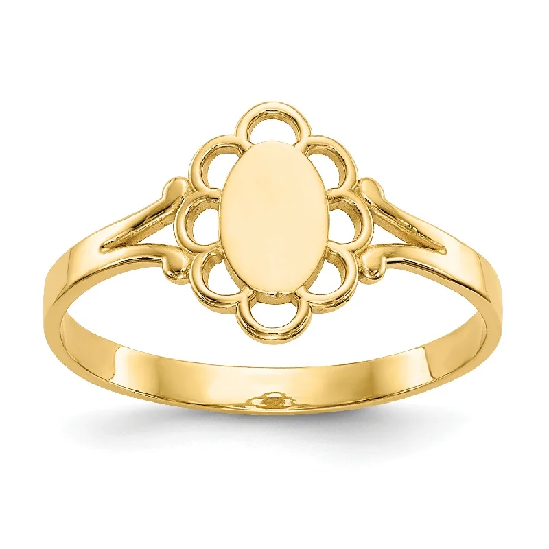 Exclusive Jewelry Bundles At Discounted Prices 14KT Yellow Gold Childrens Filigree Signet Ring; Size 4.2 Exclusive Jewelry Bundles At Discounted Prices 14KT Yellow Gold Childrens Filigree Signet Ring; Size 4.2
