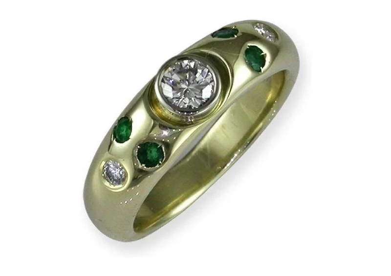 Must-Have Jewelry Pieces At Reduced Prices Diamond & Emerald Ring, Yellow Gold
