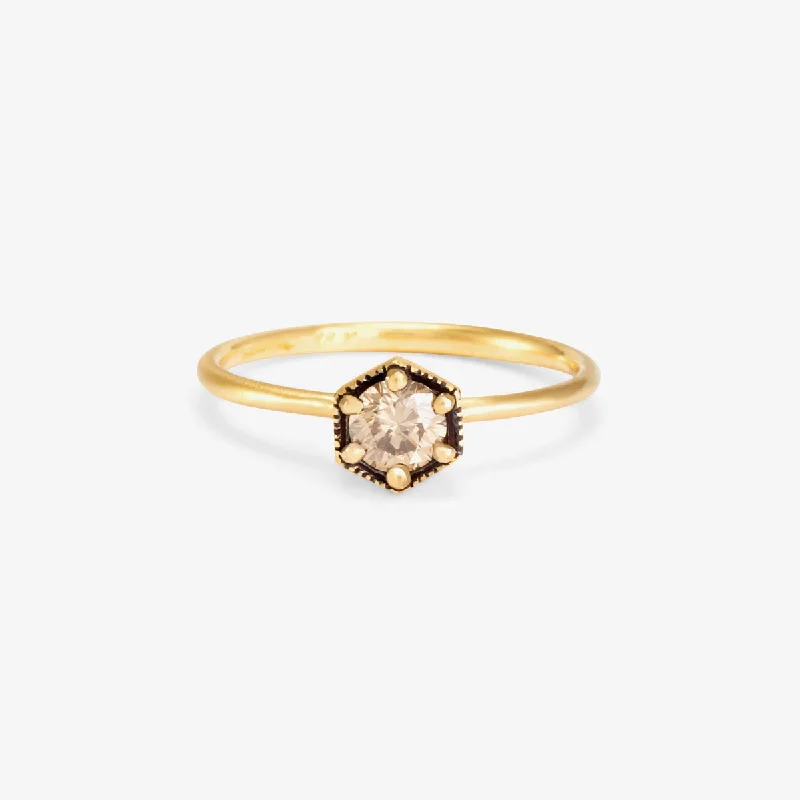Grab Exquisite Jewelry At The Lowest Prices R2205BR | 4.5mm Brown Diamond Hexagon Ring