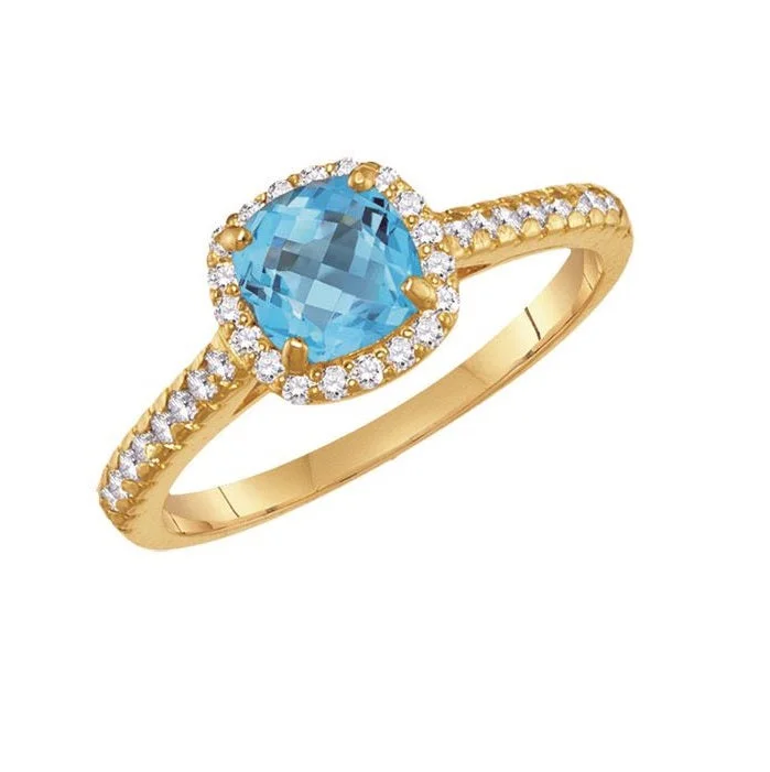 Bestselling Jewelry Now On Sale – Elevate Your Look 6MM Cushion Blue Topaz and White Sapphire Birthstone Ring in 10KT Yellow Gold Bestselling Jewelry Now On Sale – Elevate Your Look 6MM Cushion Blue Topaz and White Sapphire Birthstone Ring in 10KT Yellow Gold