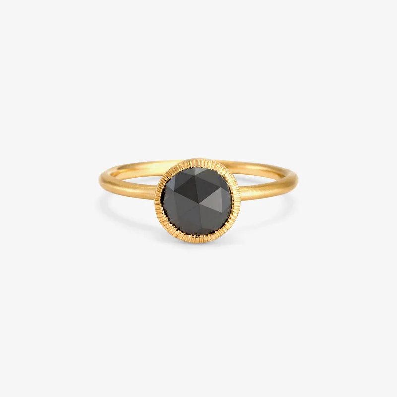 Flash Sale On Stunning Jewelry – Don't Miss Out R3303BK | 7mm Black Diamond Rose-Cut Solitaire Ring