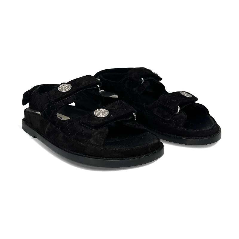 Sustainable Footwear Sale Chanel dad suede sandals black