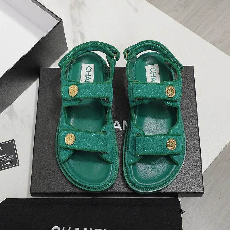 Sleek Dress Shoes Deal Chanel Dad Sandals Green