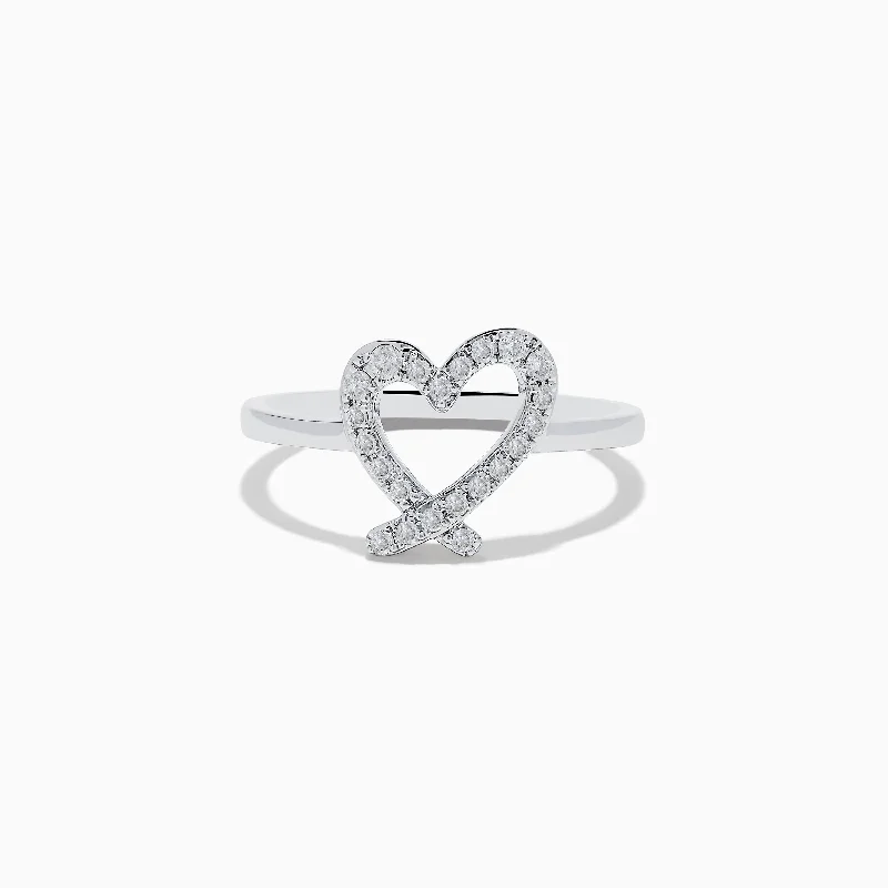 Delicate Crystal Jewelry For Sophisticated Charm Novelty 14K White Gold Heart Ring