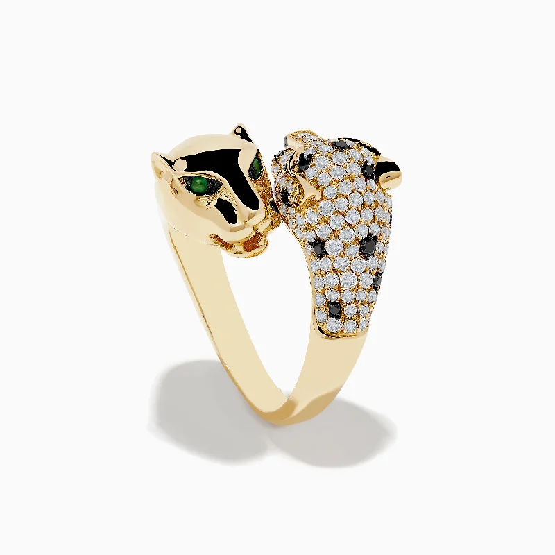 Don't Miss Out On Bestselling Jewelry At Special Prices Signature 14K Yellow Gold Diamond and Emerald Double Panther Ring