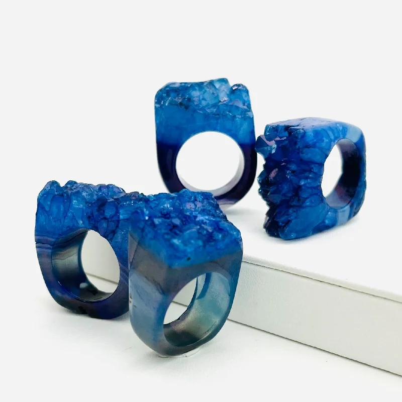 Your Dream Jewelry At Dream Prices GemFire Ring - Blue Agate Deep Ocean Wave