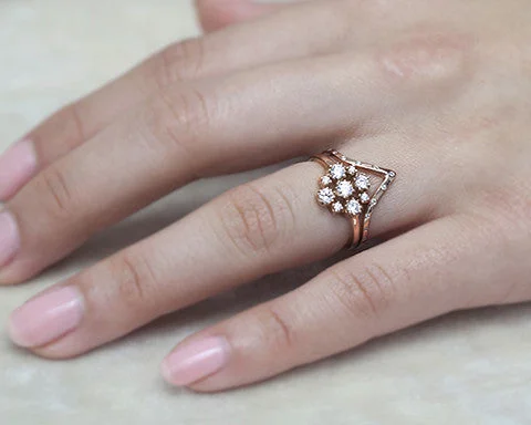 Shop Trending Jewelry With Exclusive Savings Rose Gold Marie White Diamond Cluster Ring