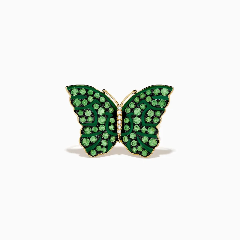 Buy More, Save More On Stunning Jewelry Designs Nature 14K Yellow Gold Tsavorite and Diamond Butterfly Ring Buy More, Save More On Stunning Jewelry Designs Nature 14K Yellow Gold Tsavorite and Diamond Butterfly Ring