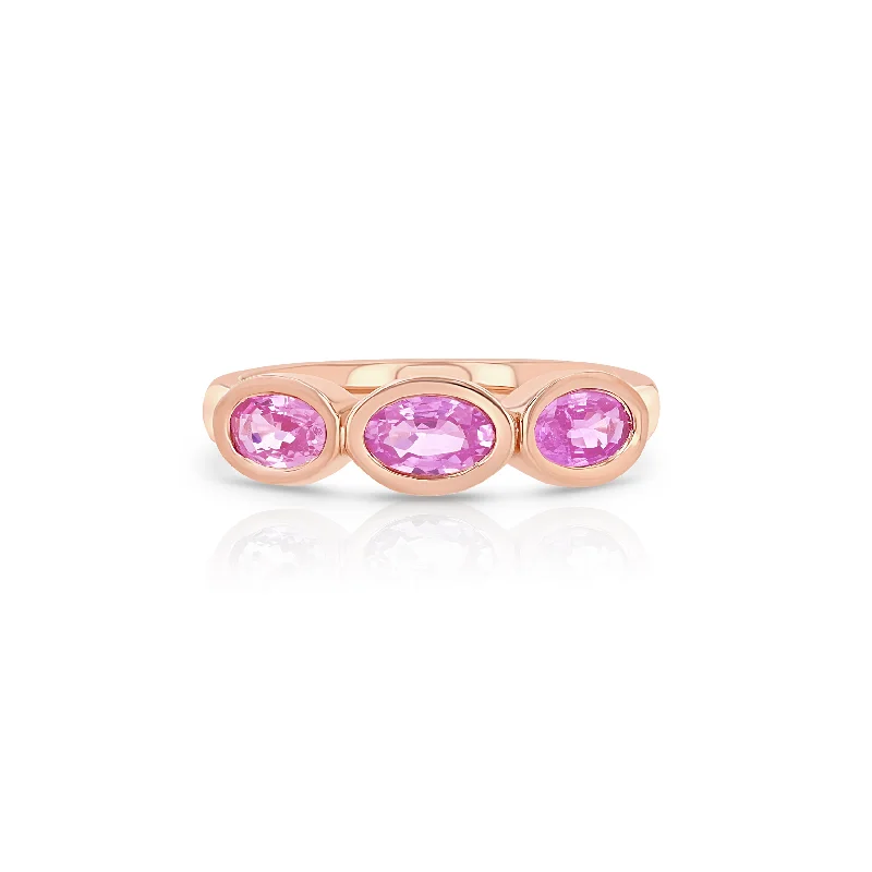 Don't Miss Out On Jaw-Dropping Jewelry Discounts Pink Sapphire Trio Oval Pinky Ring