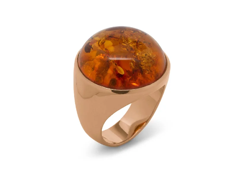 Versatile Layering Jewelry For Effortless Chic JW258 Cabochon Gemstone Ring, Red Gold