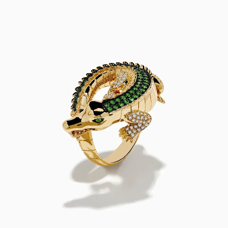 Special Deals On Handcrafted And Designer Jewelry Safari 14K Yellow Gold Tsavorite and Diamond Alligator Ring Special Deals On Handcrafted And Designer Jewelry Safari 14K Yellow Gold Tsavorite and Diamond Alligator Ring
