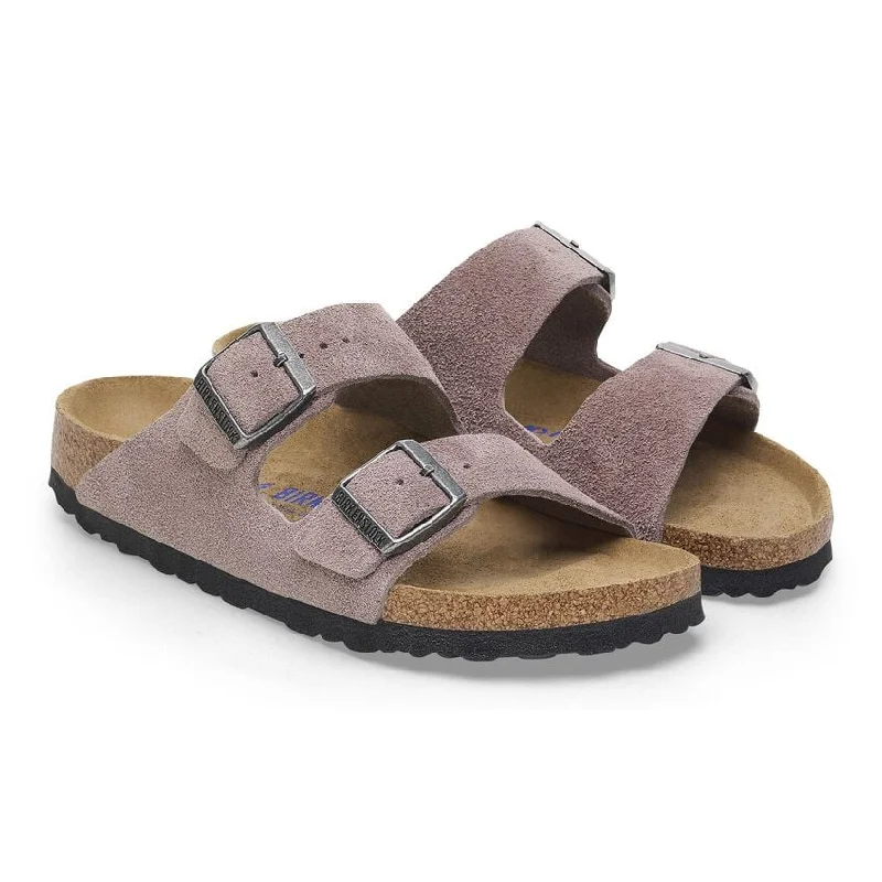 Smart Casual Shoes Sale Arizona Soft Footbed Suede Leather Sandal - Faded Purple
